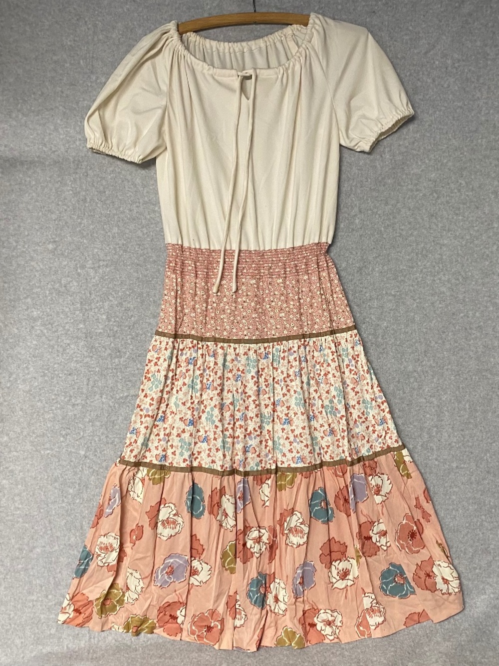 Jerrell of Texas Size 5 Vintage Maxi Dress • BOHO • Prairie • Pink • Peasant Top